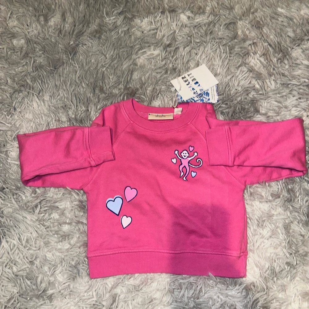roller rabbitPink Kids Sweatshirt with Heart and Monkey Design